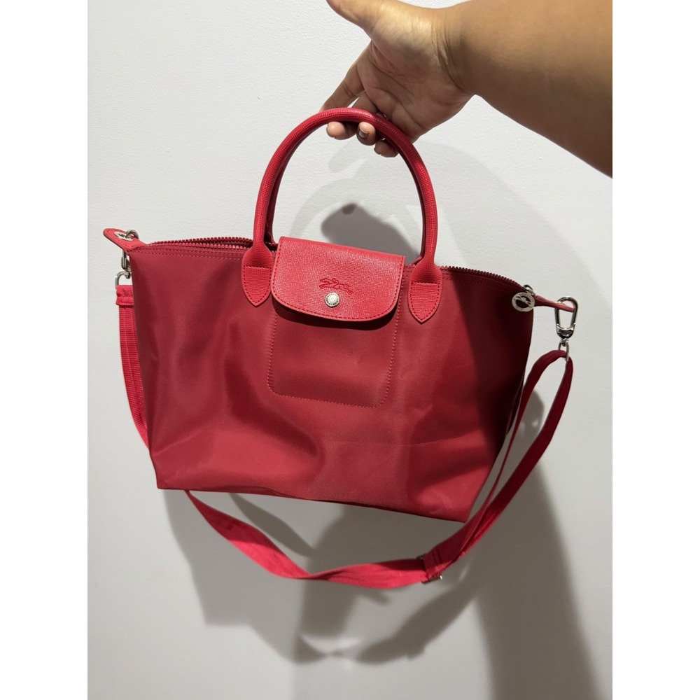 LONGCHAMP Le Pliage Neo Modele Depose Shoulder Handbag Nylon Red Large Tote Bag